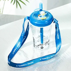 New MINISO Borraccia Con Tracolla E Cannuccia (520Ml)