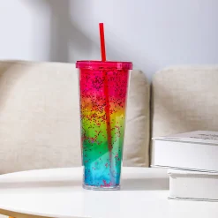 Sale MINISO Borraccia Xl In Plastica Con Cannuccia Rainbow